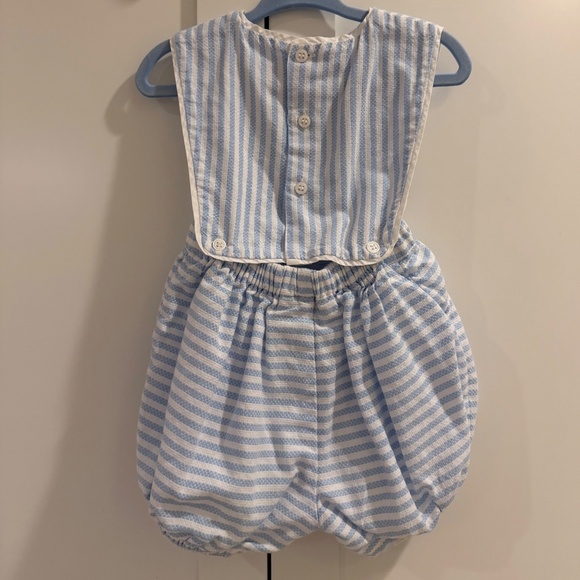 Sophie & Lucas Boys Coastal Classics Blue Striped Overall, 12M - Picture 4 of 5
